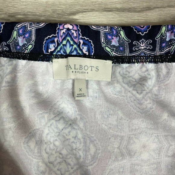 Talbots A-Line Navy Blue Pattern Knit Stretch Skirt sz X - Picture 3 of 6